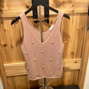 Blu Pepper Textured Dot Knit Sleevless Top in Blush